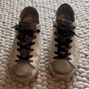 Golden Goose Cream Sneakers with Black Accents